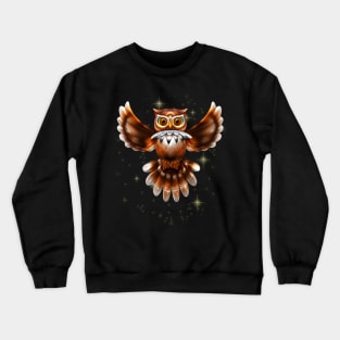 Surreal Owl Metallic Flying on the Night 3d Crewneck Sweatshirt